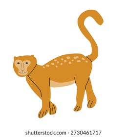 Cute macaque monkey in cartoon flat style. Vector illustration isolated. Children asian animal isolated on white. Hand drawn flat illustration.