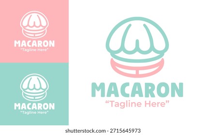 Un lindo logotipo de la tienda de macarrones diseñado para marcas de postres dulces y pastelerías.