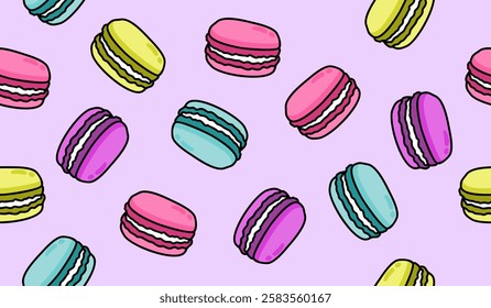 Cute macarons pattern background vector design