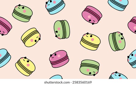 Cute macarons pattern background vector design