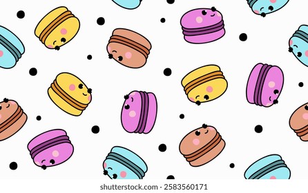 Cute macarons pattern background vector design