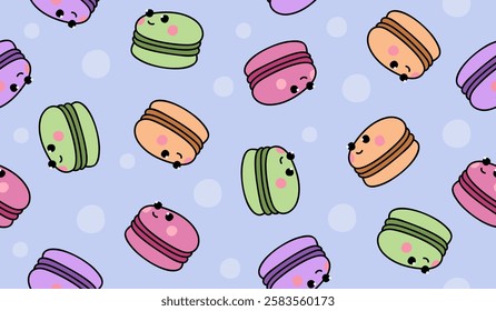 Cute macarons pattern background vector design