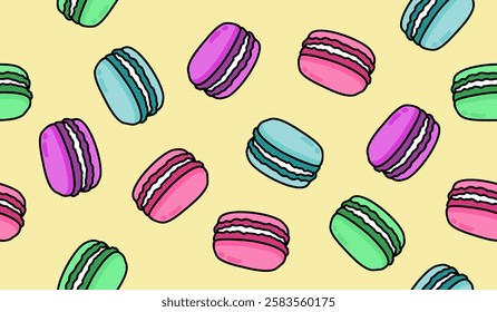 Cute macarons pattern background vector design