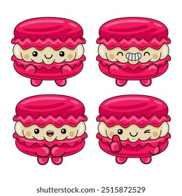 cute macaroon mascot character vector illustration