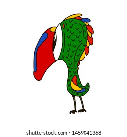 cute macaw bird cartoon doodle style