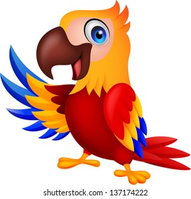 Cute macaw bird cartoon waving