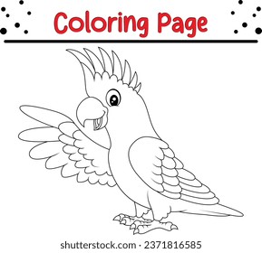 Cute macaw Bird coloring page. black and white vector illustration for a coloring book.