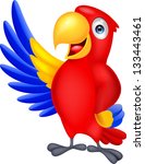 Cute macaw cartoon waving