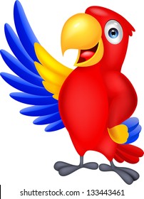 Cute Macaw Cartoon Waving