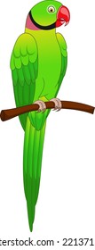 Cute macaw parrot cartoon on tree branch