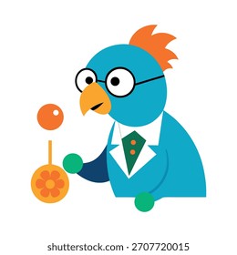ein süßer Ara-Wissenschaftler, der Orange studiert
