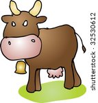 Cute mad cow with attitude, farm animal illustration vector