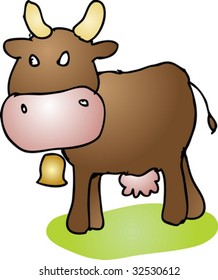 Cute mad cow with attitude, farm animal illustration vector