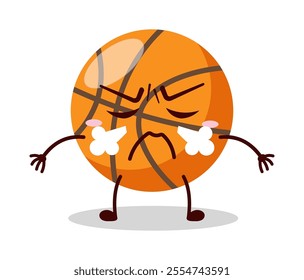 cute mad expression of basket ball cartoon character