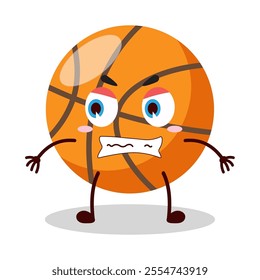 cute mad expression of basket ball cartoon character