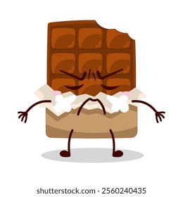 cute mad expression of bite chocolate bar character
