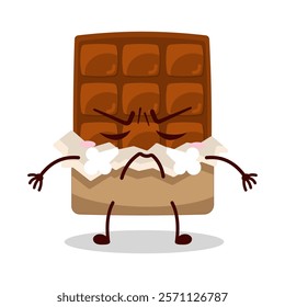 cute mad expression of bite chocolate bar character
