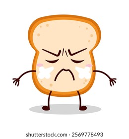 cute mad expression of bread cartoon character
