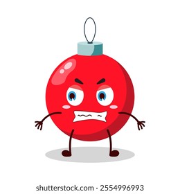 cute mad expression of Christmas ball cartoon character