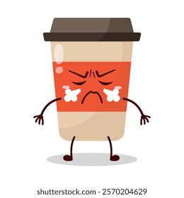 cute mad expression of coffee cup cartoon character
