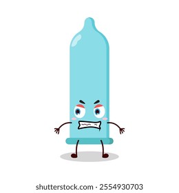 cute mad expression of condom character