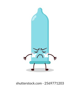 cute mad expression of condom character
