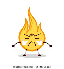 cute mad expression of fire cartoon character
