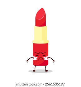 cute mad expression of lipstick cartoon character
