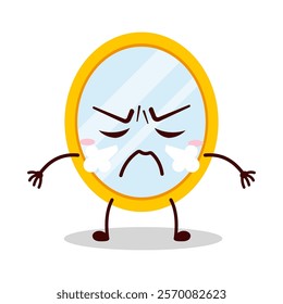 cute mad expression of mirror cartoon character
