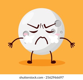 cute mad expression of moon cartoon character
