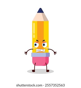 cute mad expression of pencil cartoon character