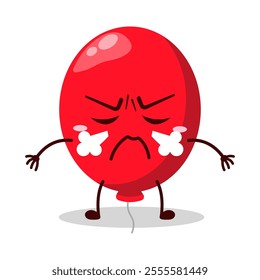 cute mad expression of red balloon cartoon character