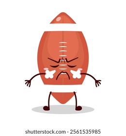 cute mad expression of rugby ball cartoon character
