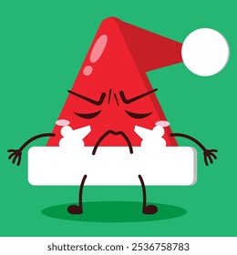 cute mad expression of Santa Clause hat character