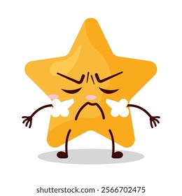 cute mad expression of star cartoon character
