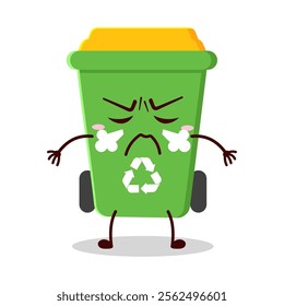 cute mad expression of trash bin cartoon character
