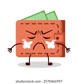 cute mad expression of wallet cartoon character
