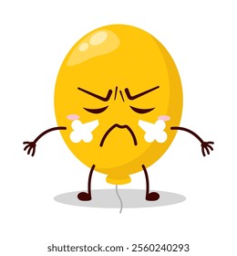 cute mad expression of yellow balloon cartoon character
