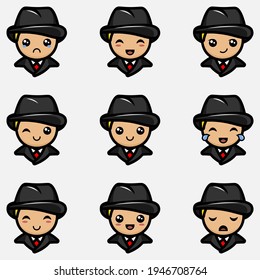 cute mafia cartoon vector character suitable for printing as sticker or more