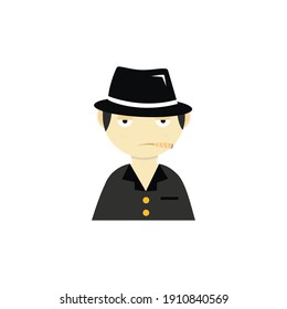 Cute Mafia Characters Smoking and Wear Suits Isolated on White Background. Vector Illustration
