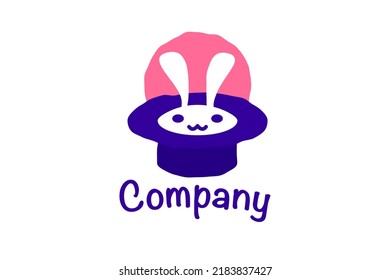 Cute Magic Bunny Hat logo template design