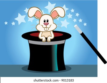 cute magic bunny rabbit vector illustration