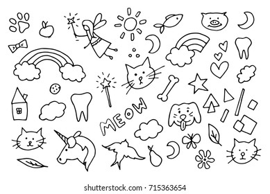 Cute Magic Doodle Vector Symbols