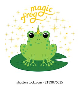 Cute magic frog with a horn.