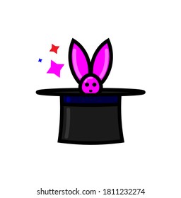 cute magic hat with rabbit mascot vector design