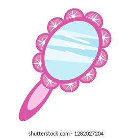 Cute magic mirror, flat, cartoon style. Isolated on white background. Vector illustration