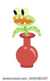 Cute magic object plant on white background. Halloween and wizard school. Cartoon item for design. Vector illustration.