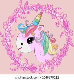 The cute magic Unicorn and fairy elements collection. Isolated vector illustration.