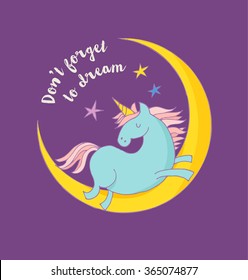 cute magic unicorn and rainbow poster, greeting card