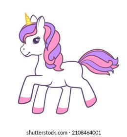 Cute magic unicorn. Vector illustration isolated on white background